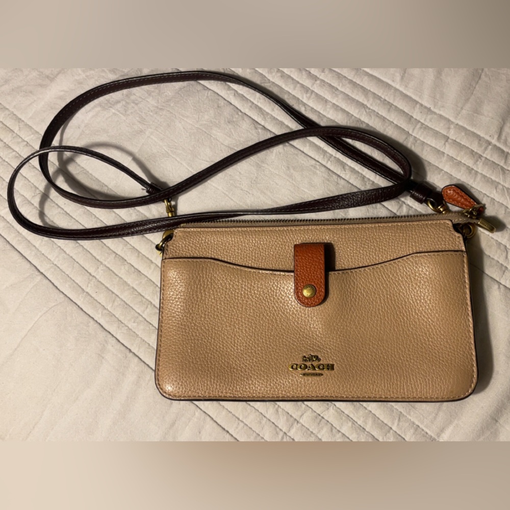 Coach Tan and Brown Leather Crossbody Bag